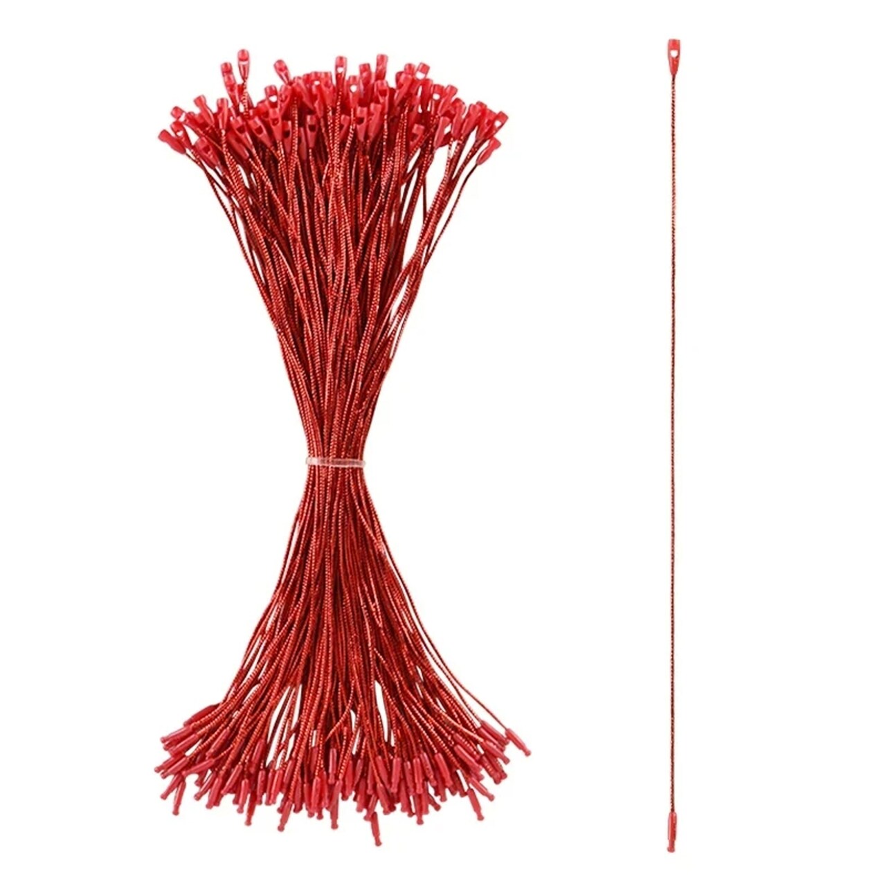 Set of 100 Red Christmas Ornaments Cords Strings Hangers 7.9 Inches